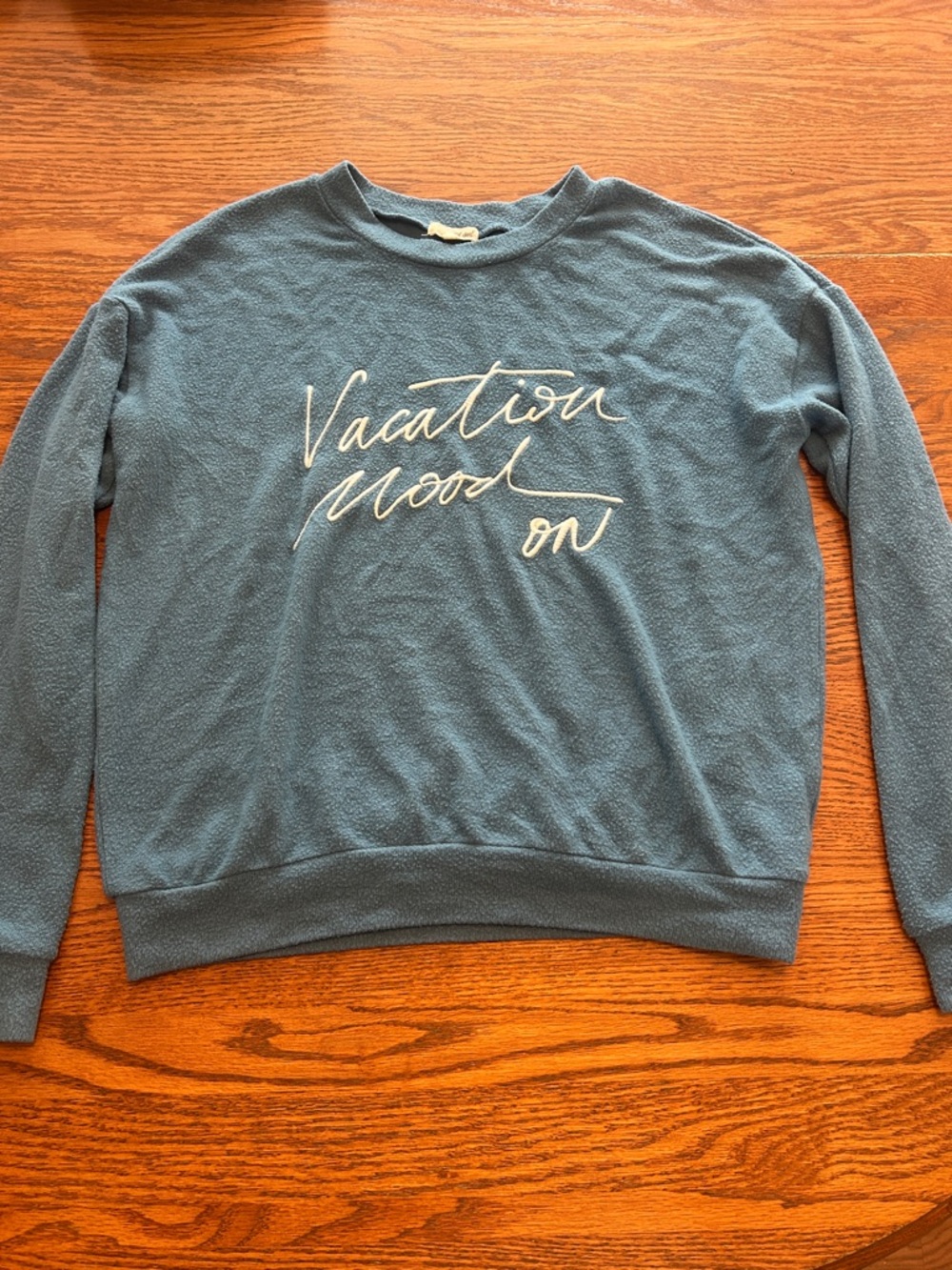 Vacation Mood On Blue Crewneck Sweatshirt